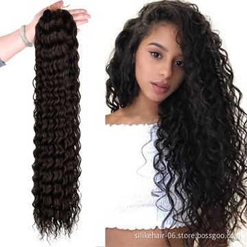 Wholesale Brown Pink 32Inch Long Zizi Light Weight Wear Ocean Wave Crochet Braids Deep Wave Braiding Synthetic Hair Extensions